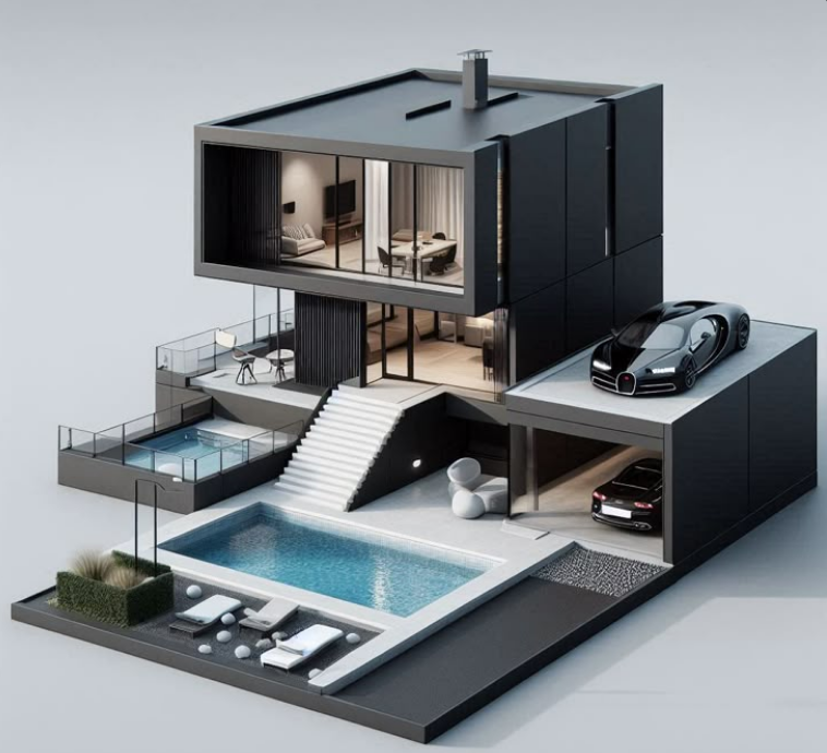 Modern house with swimming pool